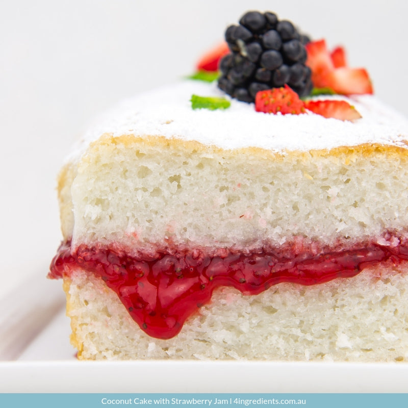 Coconut Cake with Strawberry Jam – 4 Ingredients