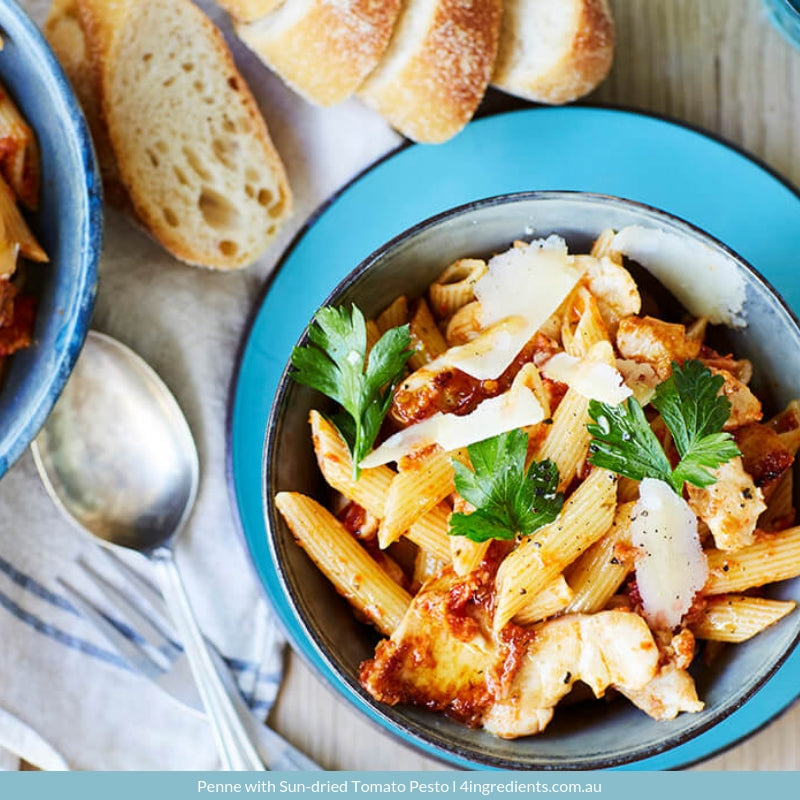 Penne with Sun-dried Tomato Pesto – 4 Ingredients