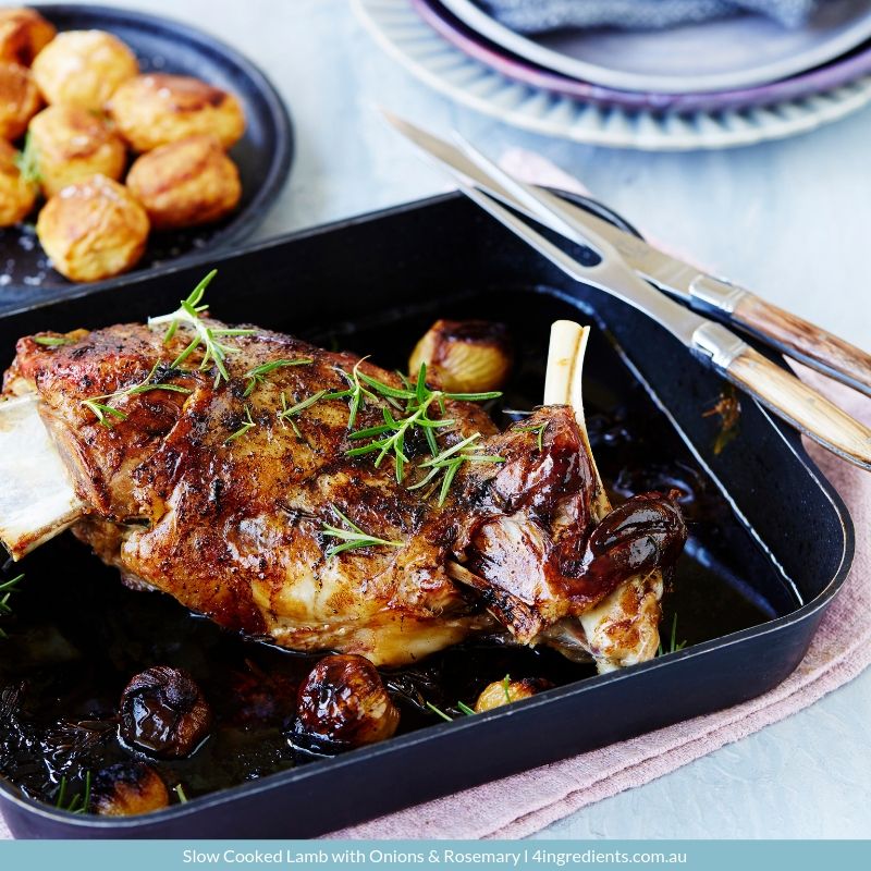 Slow Cooked Lamb with Onions & Rosemary – 4 Ingredients