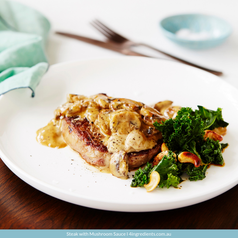 Steak with Mushroom Sauce – 4 Ingredients
