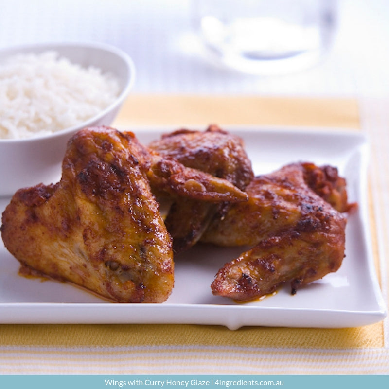 Wings with Curry Honey Glaze – 4 Ingredients