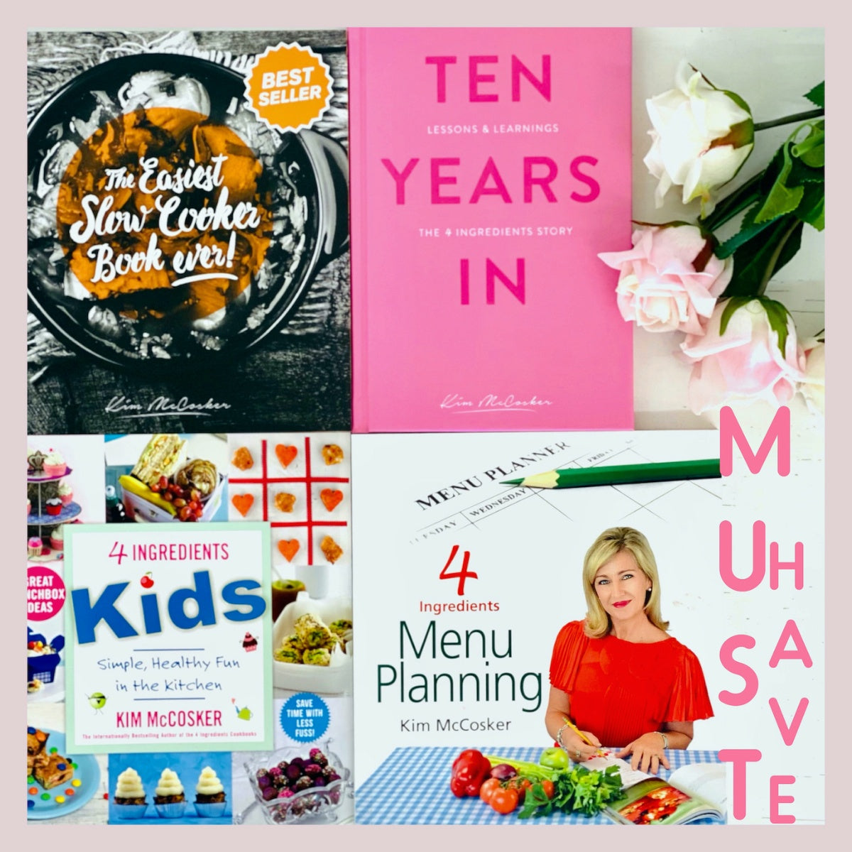 The Easiest Slow Cooker Book ever + 4 Ingredients Kids + 4 Ingredients Menu Planning + a FREE copy of Ten Years In